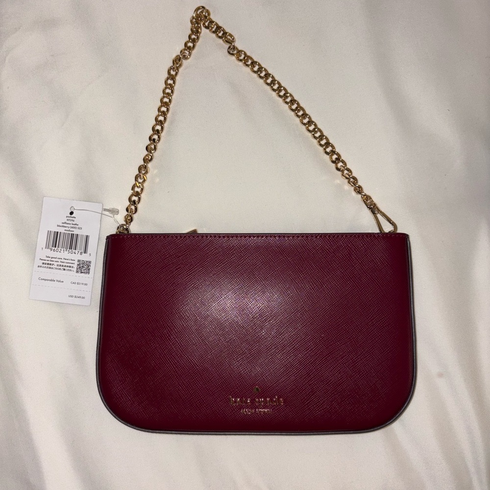 Kate Spade Burgundy Leather Chain Shoulder Bag - Picture 2 of 3